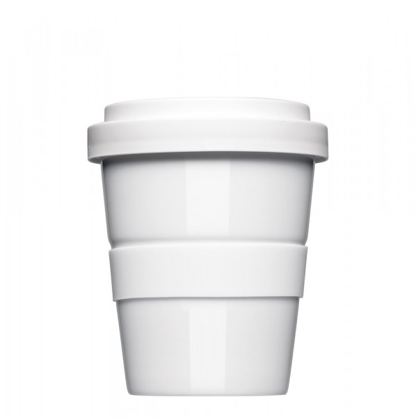 Coffee2Go Mini, Kaffeebecher to Go Form 344, mit glatter oder geriffelter Siliconbanderole